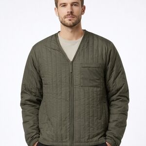 #1046 RAINS Unisex Quilted Liner Jacket Olive Green Lightweight Insulated